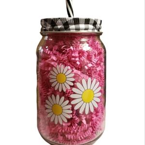 🔥NWT🔥 (1)  Black & White Glass Cups with Checkered Lid and Straw